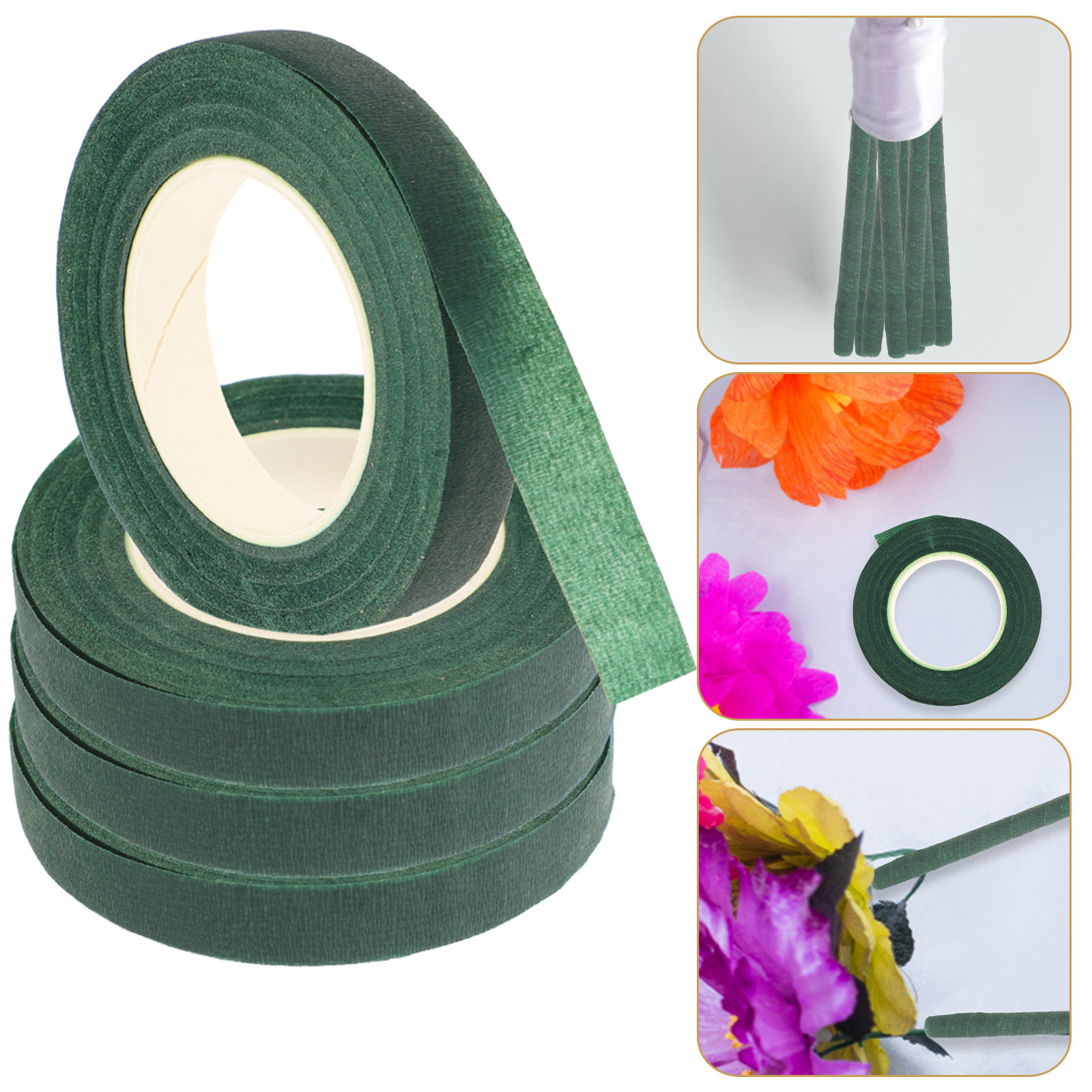 Floral Tape Green - 4Pcs Green Floral Tape Stretchable Florist